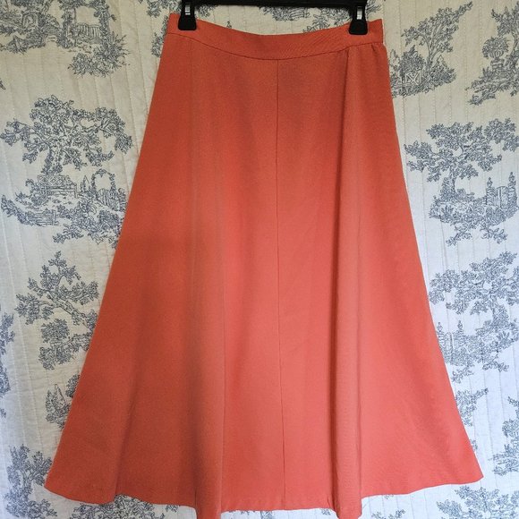 Size M Vintage 1970s Orange Midi Skirt - Picture 2 of 8